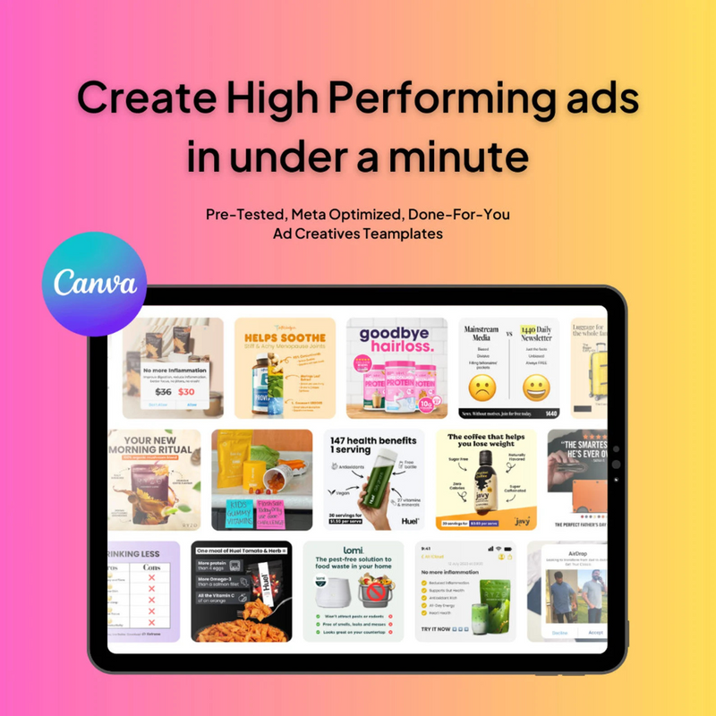 2,700+ Meta-Optimized Canva Ad Templates | Editable | High-Converting Ads for Facebook & Instagram | Digital Download | Ad Creative Bundle