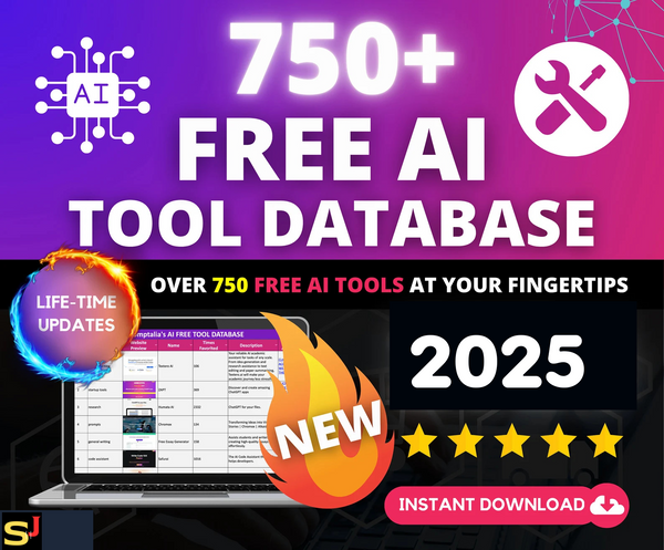 750+ Free AI Tools Database | Ultimate AI Cheat Sheet | Scale Your Business | Save Hours of Research | Updated Monthly | Instant Access