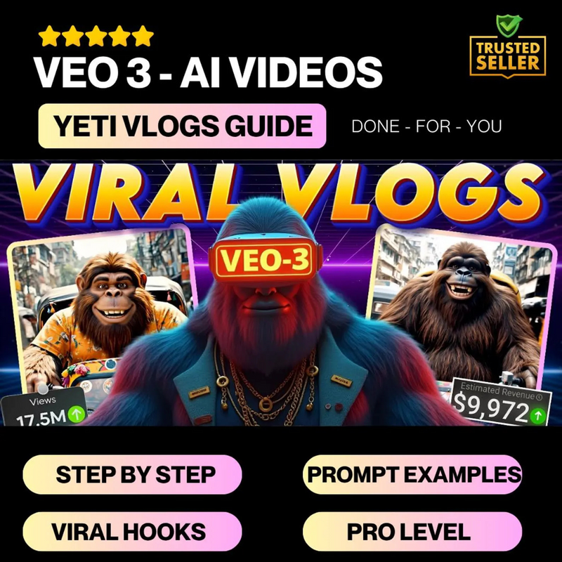 Viral Yeti Character Blueprint | AI Video Prompt Guide | PLR Veo V3 Prompts | Viral Video Strategy | Digital Download